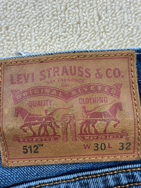 Levi's Men's 512 Slim Taper Blue Denim Jeans 30x32 New