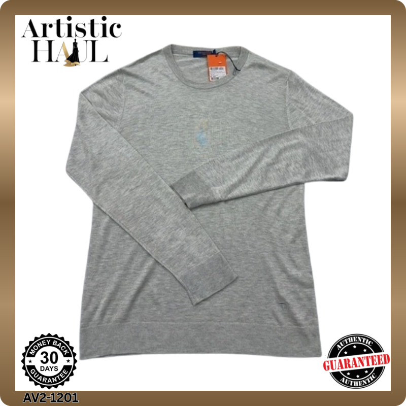 Trussardi Jeans Unisex XXL Gray Viscose Knit Crew Neck Sweater Italy