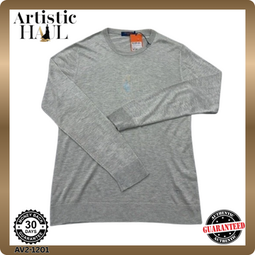 Trussardi Jeans Unisex XXL Gray Viscose Knit Crew Neck Sweater Italy
