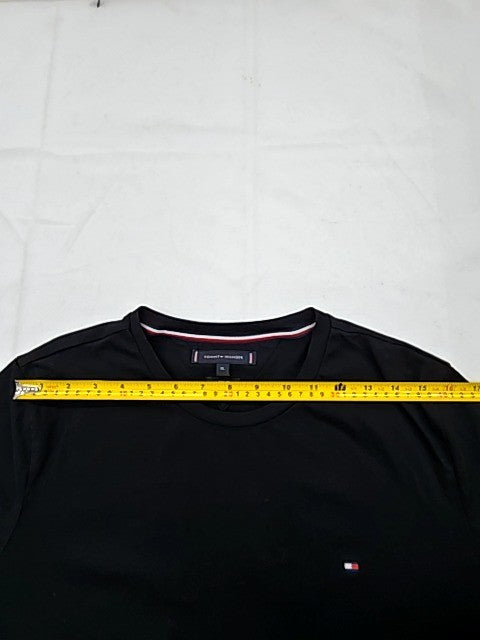 Tommy Hilfiger Men's Black XL Slim Fit Long Sleeve Cotton Tee Logo