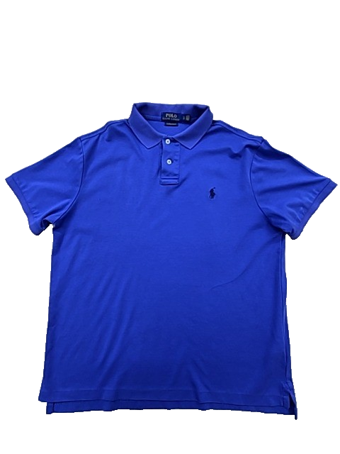 Polo Ralph Lauren Short Sleeve Blue Cotton Polo Shirt Men's Slim Fit