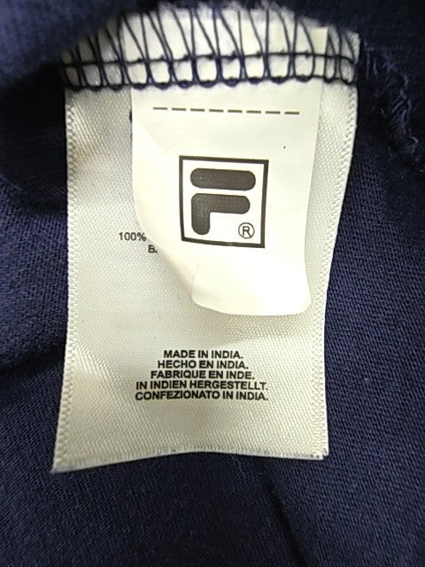 FILA Men Navy Graphic Cotton Crew Neck T-Shirt Size L - Regular Fit