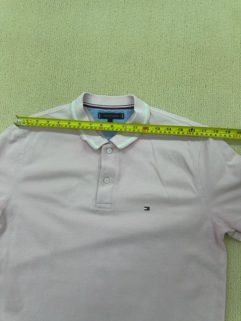 Tommy Hilfiger Pink Polo Shirt Men's Large Short Sleeve Cotton Blend