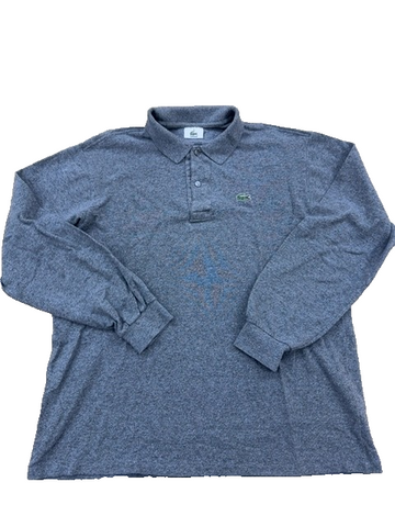 Lacoste Men's Gray Long Sleeve Polo Shirt Size L Cotton Pique