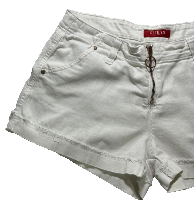 Women's Guess Los Angeles White Cuffed Shorts Raw Edge - Size 29