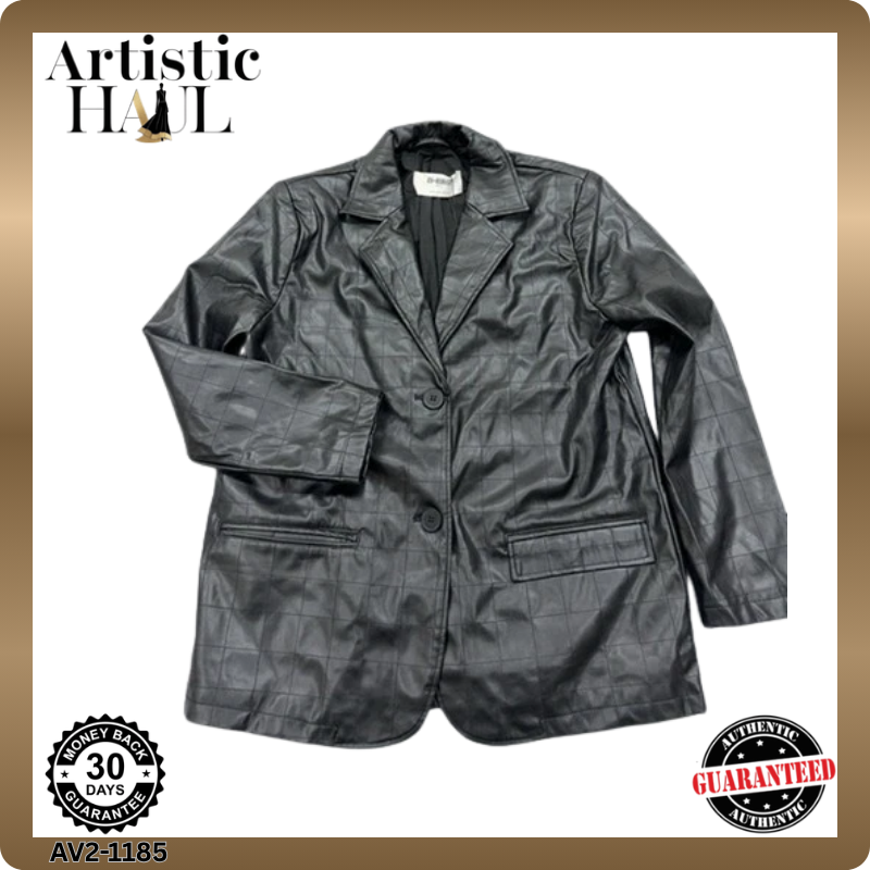 4th & Reckless Black Faux Leather Quilted Blazer Petite M