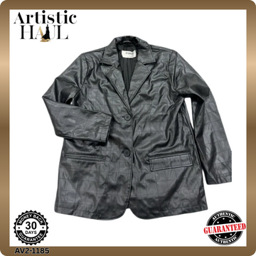 4th & Reckless Black Faux Leather Quilted Blazer Petite M