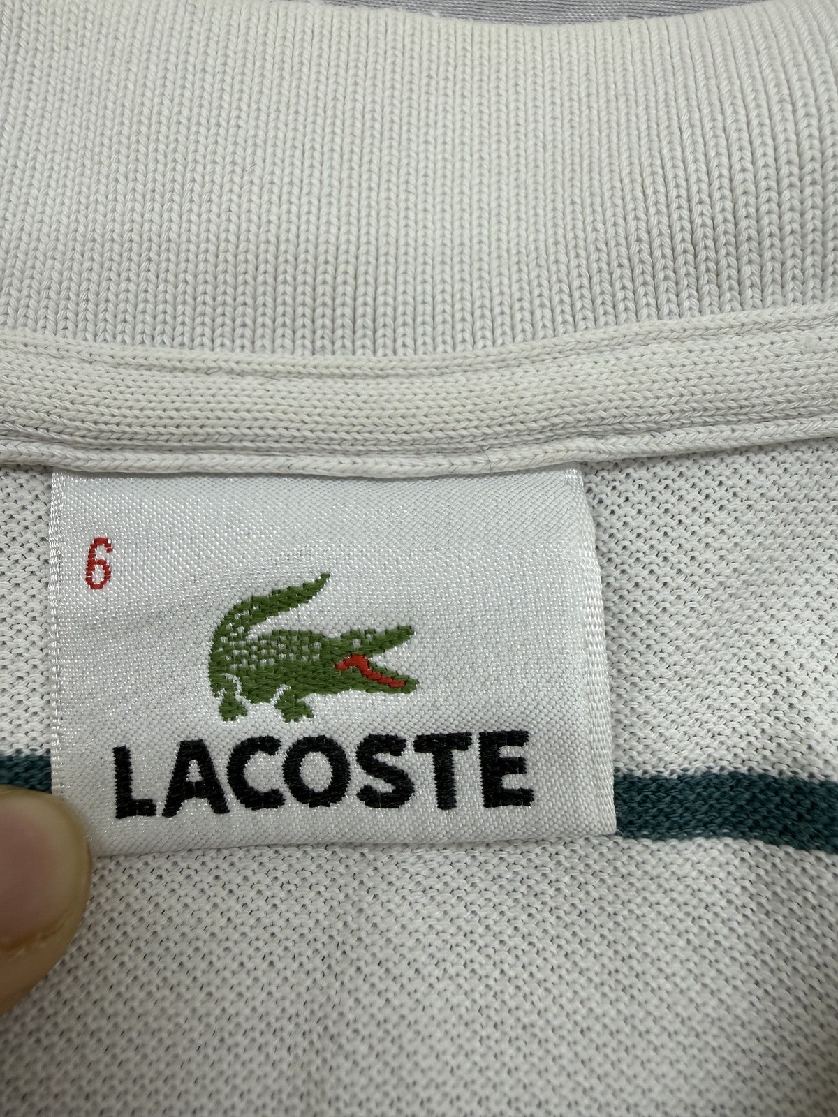 Lacoste Men's White Striped Short Sleeve Polo Shirt 5191L Cotton