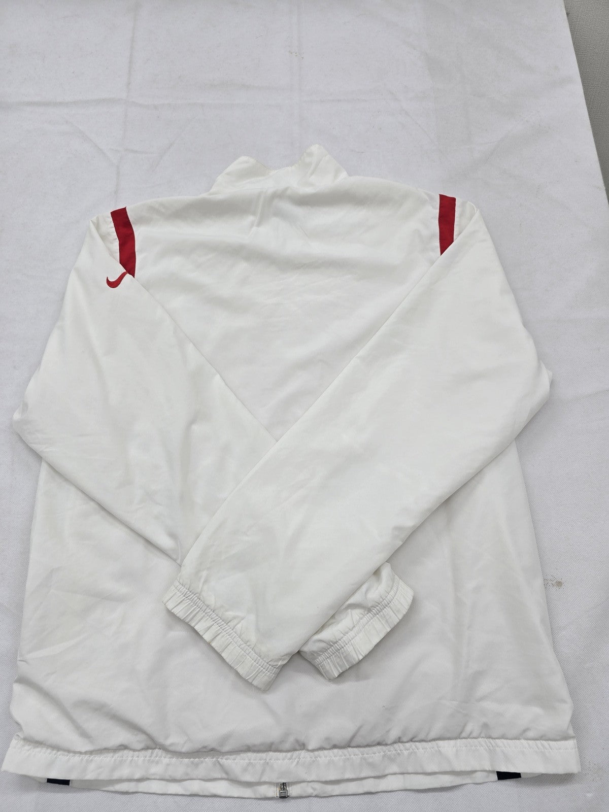 Nike Dri-FIT White Slim Fit Track Jacket Men's L Zipper Stand Collar