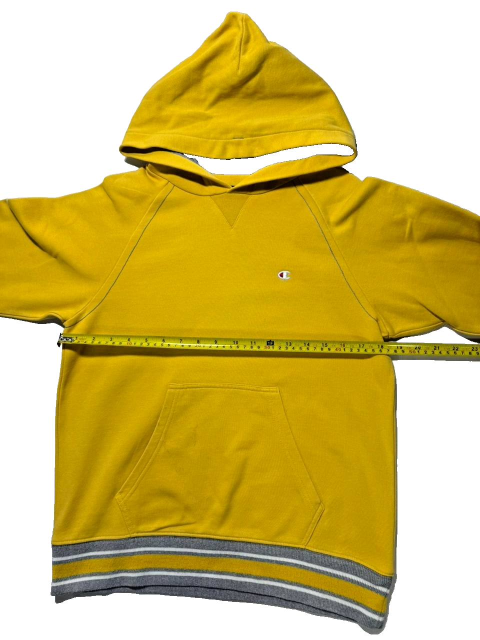 Champion Yellow Reverse Weave Drop Shoulder Pullover Men's Hoodie - Size S