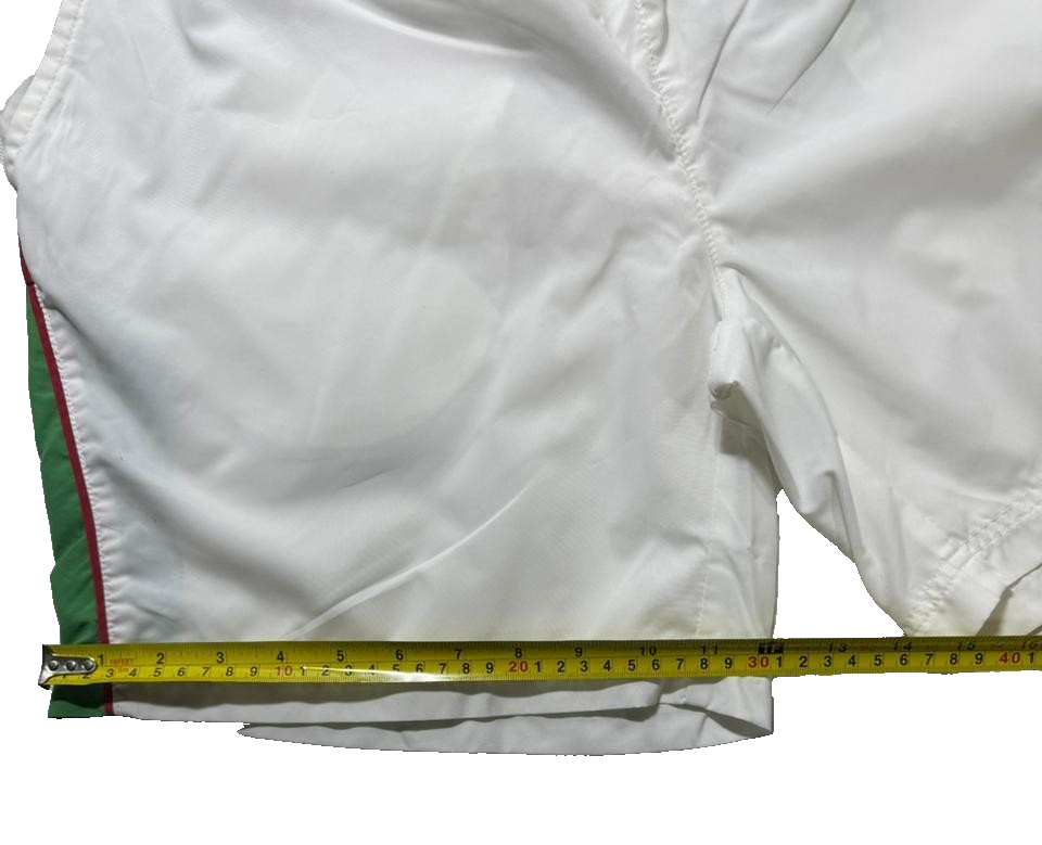 Nike Athletic Shorts In White With A Red Stripe And Green Paneling - Size L