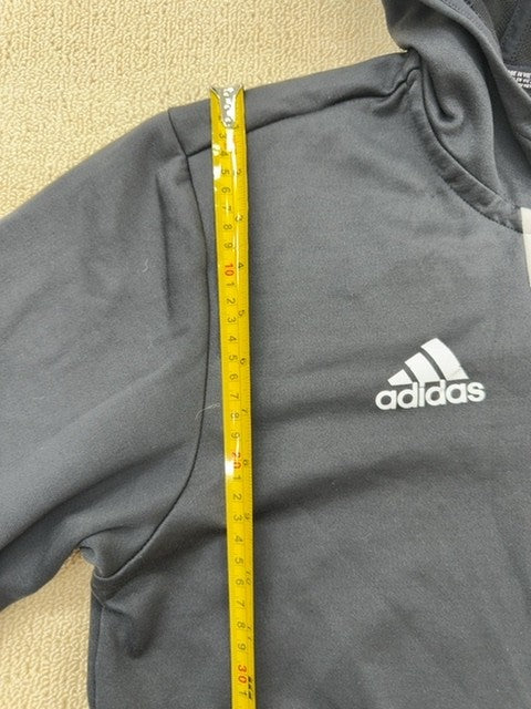 Adidas Men's Grey Climalite Hoodie Size M Zipper White Stripes