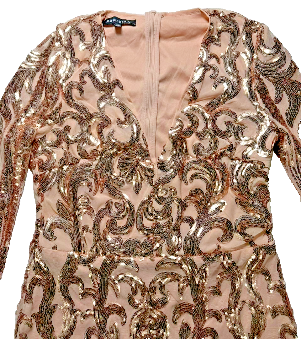 Parisian Rose Gold Sequin Dress - Size 8