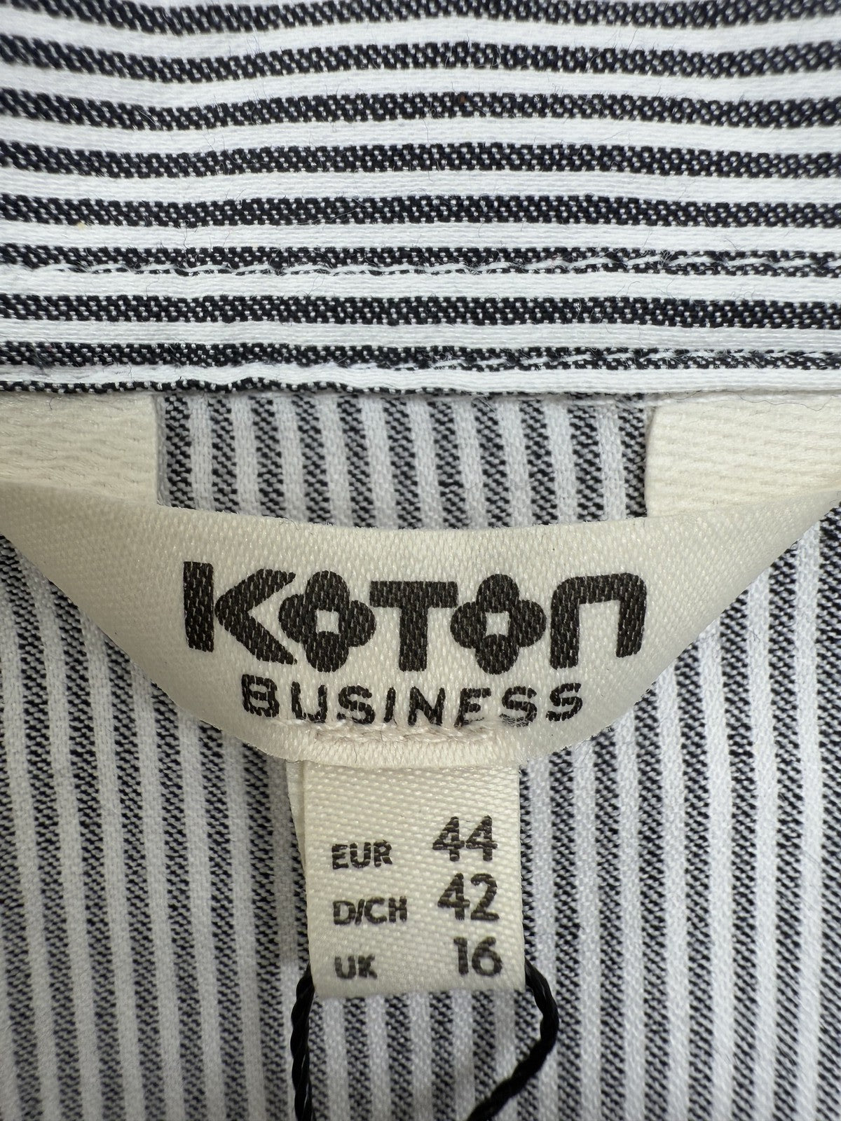 Koton Women's Grey Striped Long Sleeve Shirt Collar L