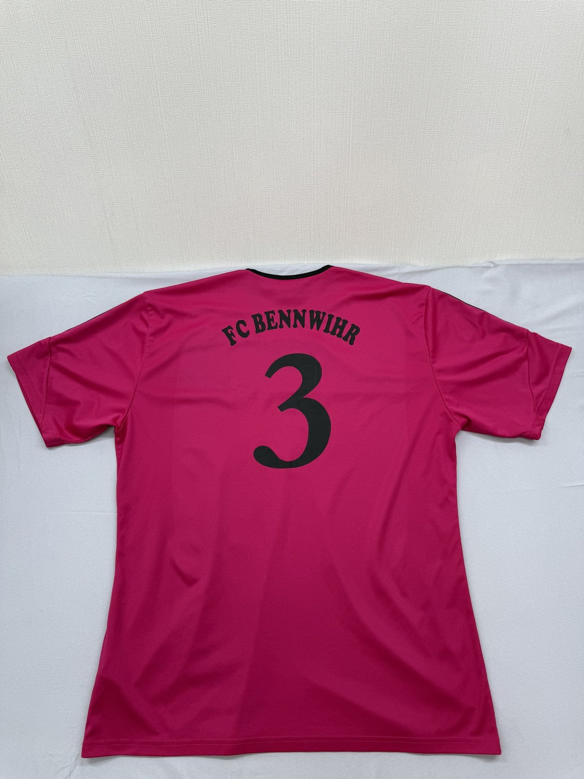 Adidas Pink Striped Soccer Jersey L Short Sleeve Crewneck Polyester