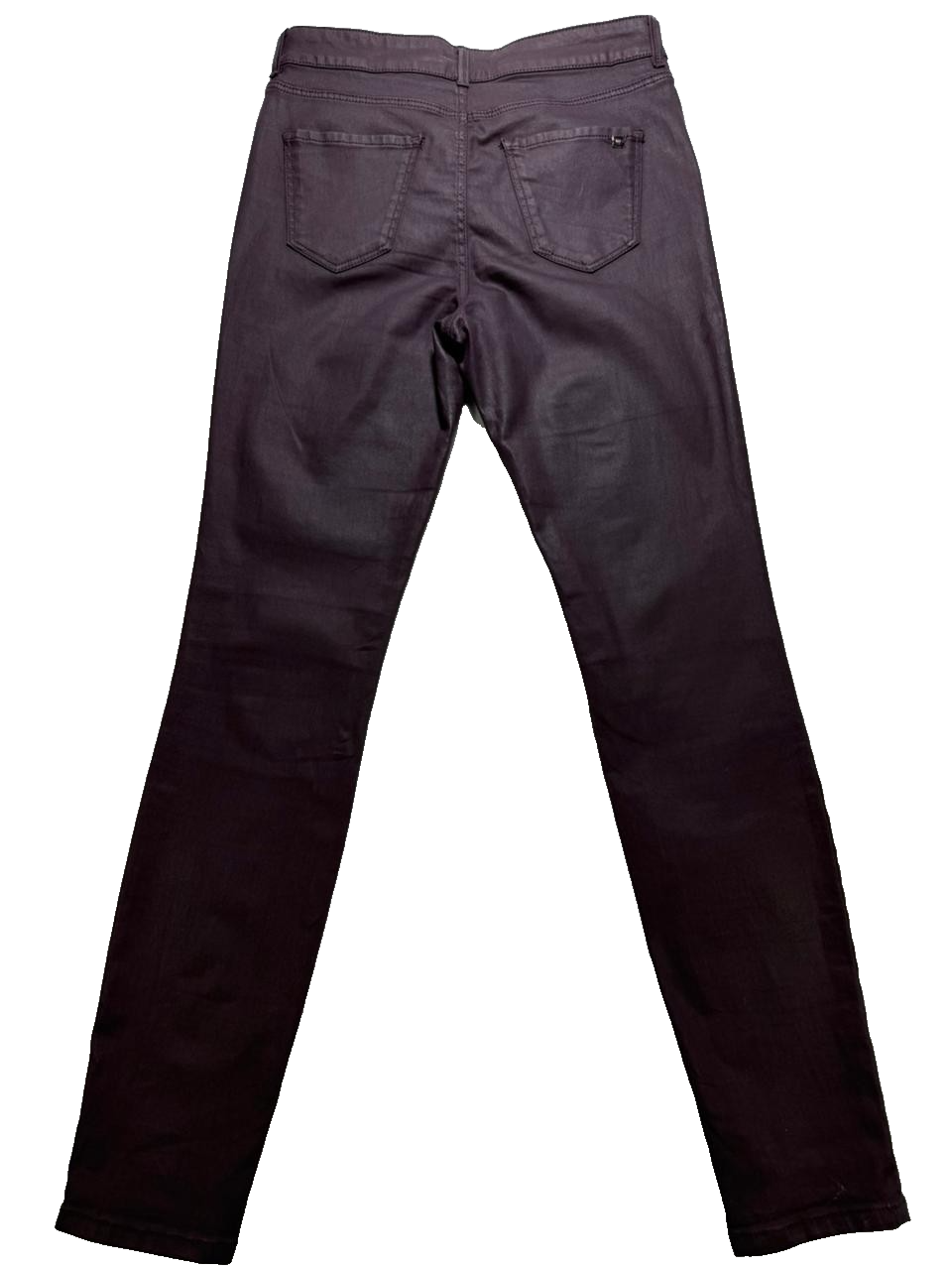 Massimo Dutti Jeans Women's - Purple Coated Wet Leather Look Biker Pant Trousers
