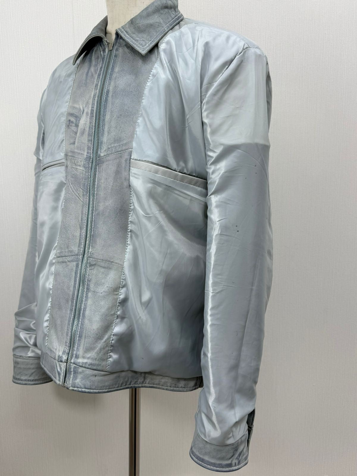 Men's Italian Sheepskin Genuine Leather Premium Soft Jacket Blue Coat Size Large
