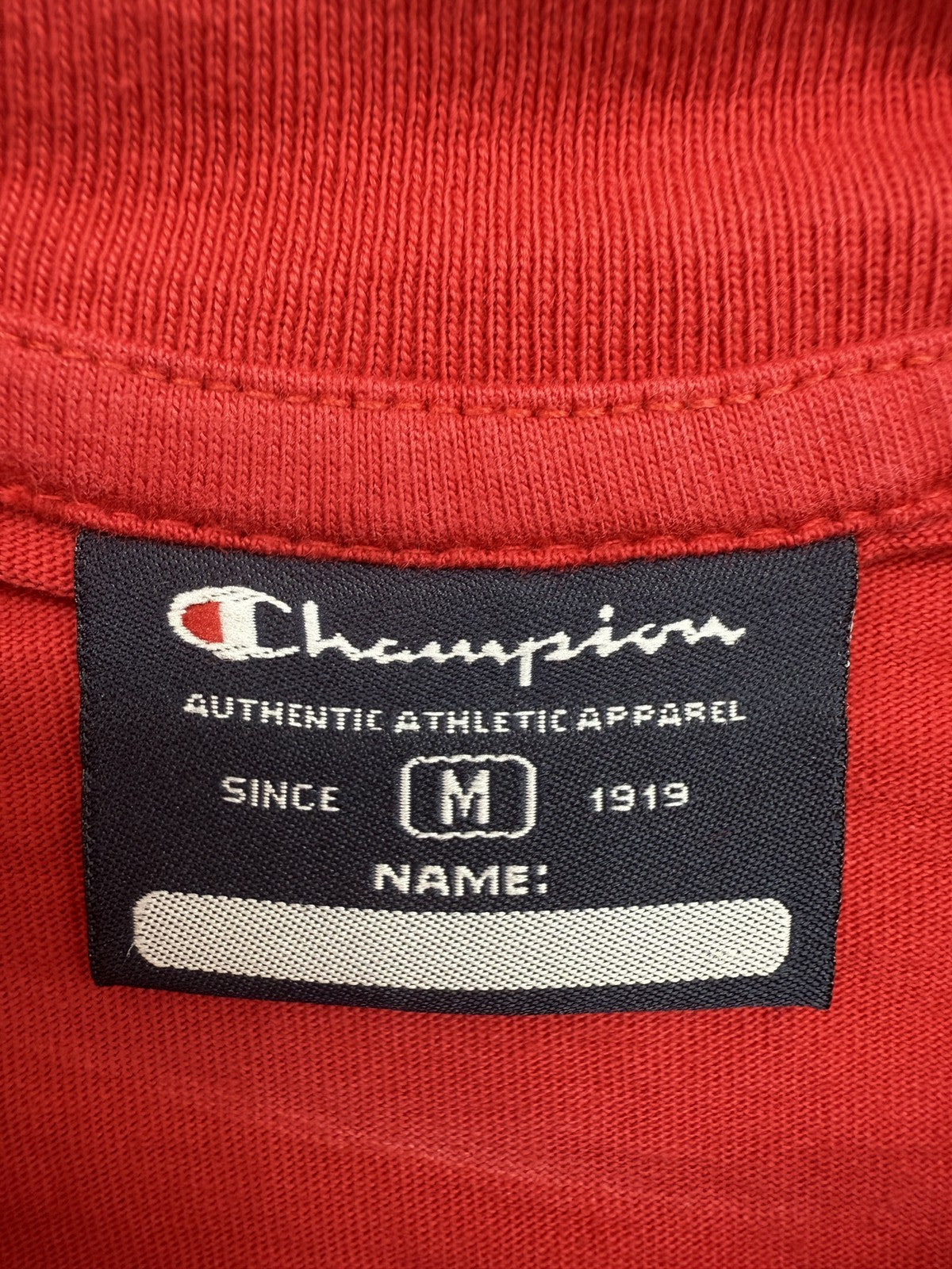 Champion Red Graphic Print T-Shirt Men's M Short Sleeve Cotton Logo