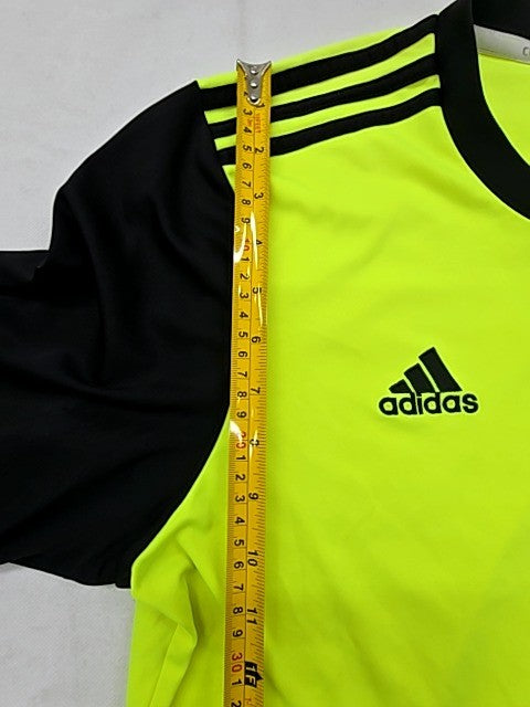 Adidas Men's L Yellow Soccer Jersey Short Sleeve Striped Climacool