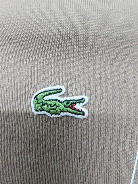 Lacoste Men Khaki Sport Polo Button Front Size S Cotton Pique Regular