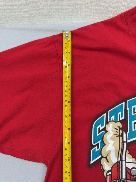 Sun Men's Red Motorcycle Graphic T-Shirt Large Cotton