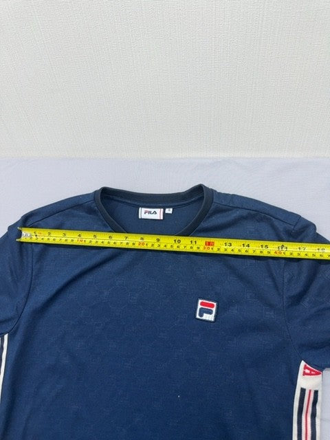 Fila Men's Navy Stripe Short Sleeve T-Shirt S Cotton Regular Fit