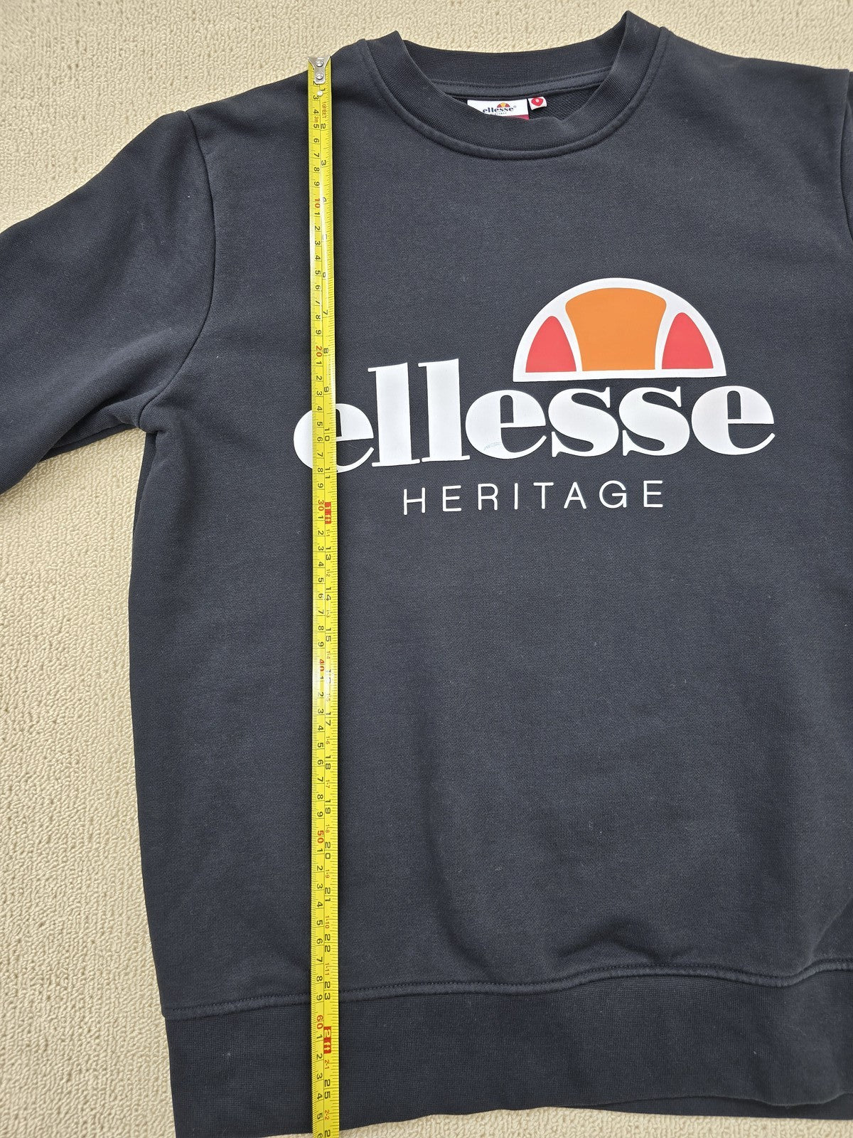 Ellesse Men's Navy Heritage Graphic Sweatshirt S Cotton Blend Crew Neck