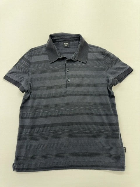 Hugo Boss Men's Navy Polo Shirt – Size S, Slim Fit, Striped