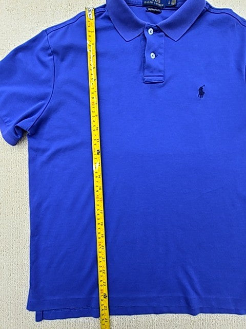 Polo Ralph Lauren Short Sleeve Blue Cotton Polo Shirt Men's Slim Fit