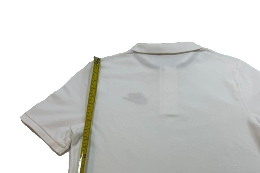 Nike Men's White V-Neck Polo Shirt With Gold Embroidered Logo Size M