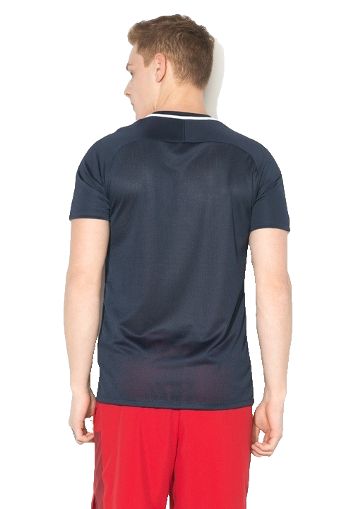 Nike Men's Navy Blue Dri-FIT Short Sleeve T-Shirt White Swoosh Logo Size L