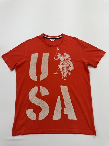 U.S. POLO ASSN. Mens Red Graphic Logo T-Shirt Size M - Crew Neck