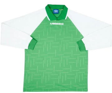Vintage Umbro Long Sleeve Training Jersey Green/White Men's XL 90S Soccer Top