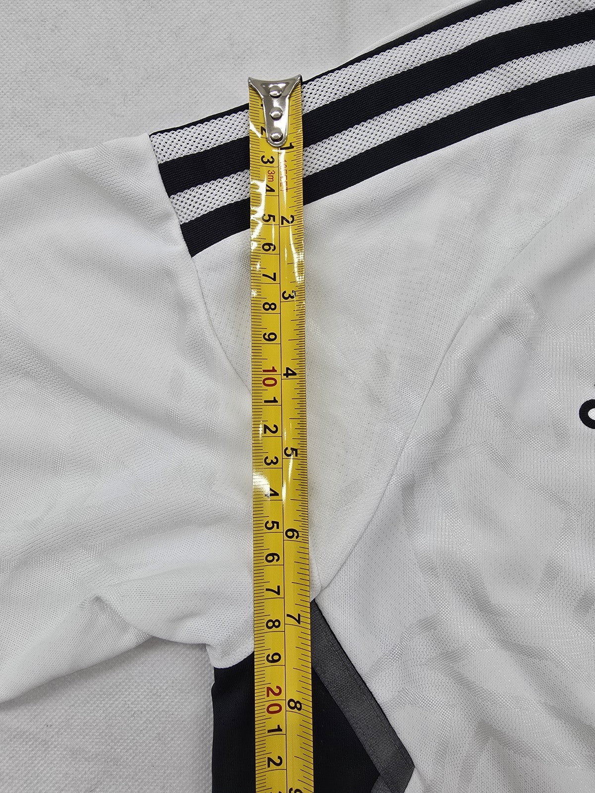 Adidas Men's White Striped Soccer Jersey L V-Neck Short Sleeve