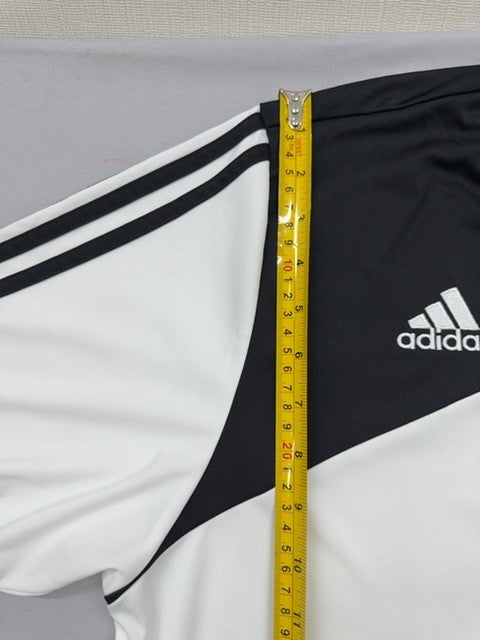 Adidas Men's White Black Striped Soccer Jersey Short Sleeve XL Polyester