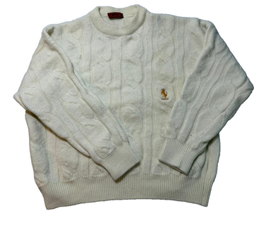 Ferrari Cable Knit Sweater Cream Wool Embroidered Logo Unisex | M