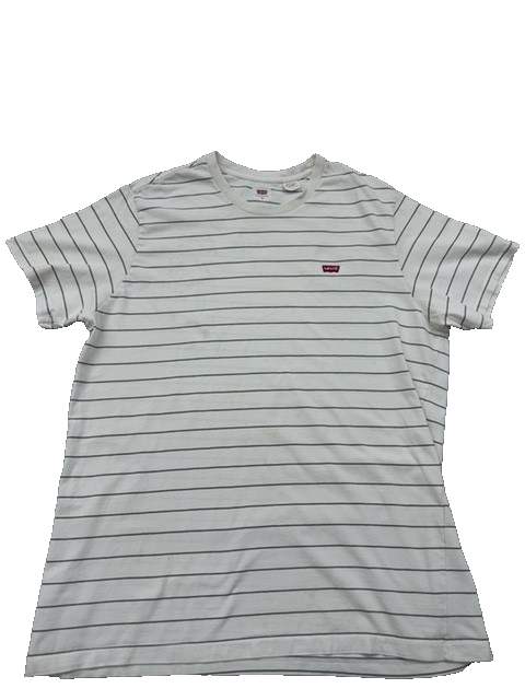 Levi's White Gray Striped Short Sleeve Crew Neck T-Shirt XL