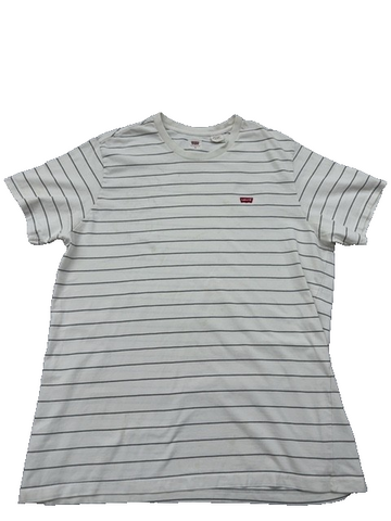 Levi's White Gray Striped Short Sleeve Crew Neck T-Shirt XL