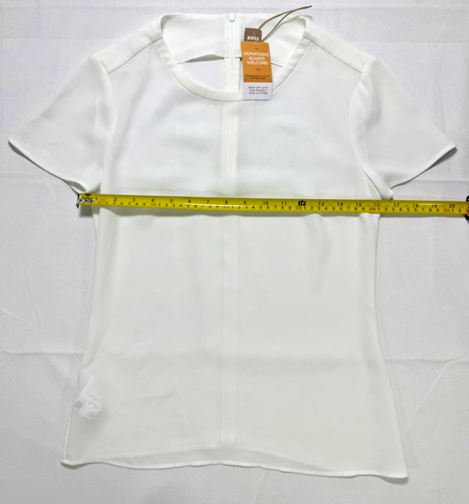 Hugo Boss Women's Blouse White | Short Sleeves Top | Made In Poland | Size:2