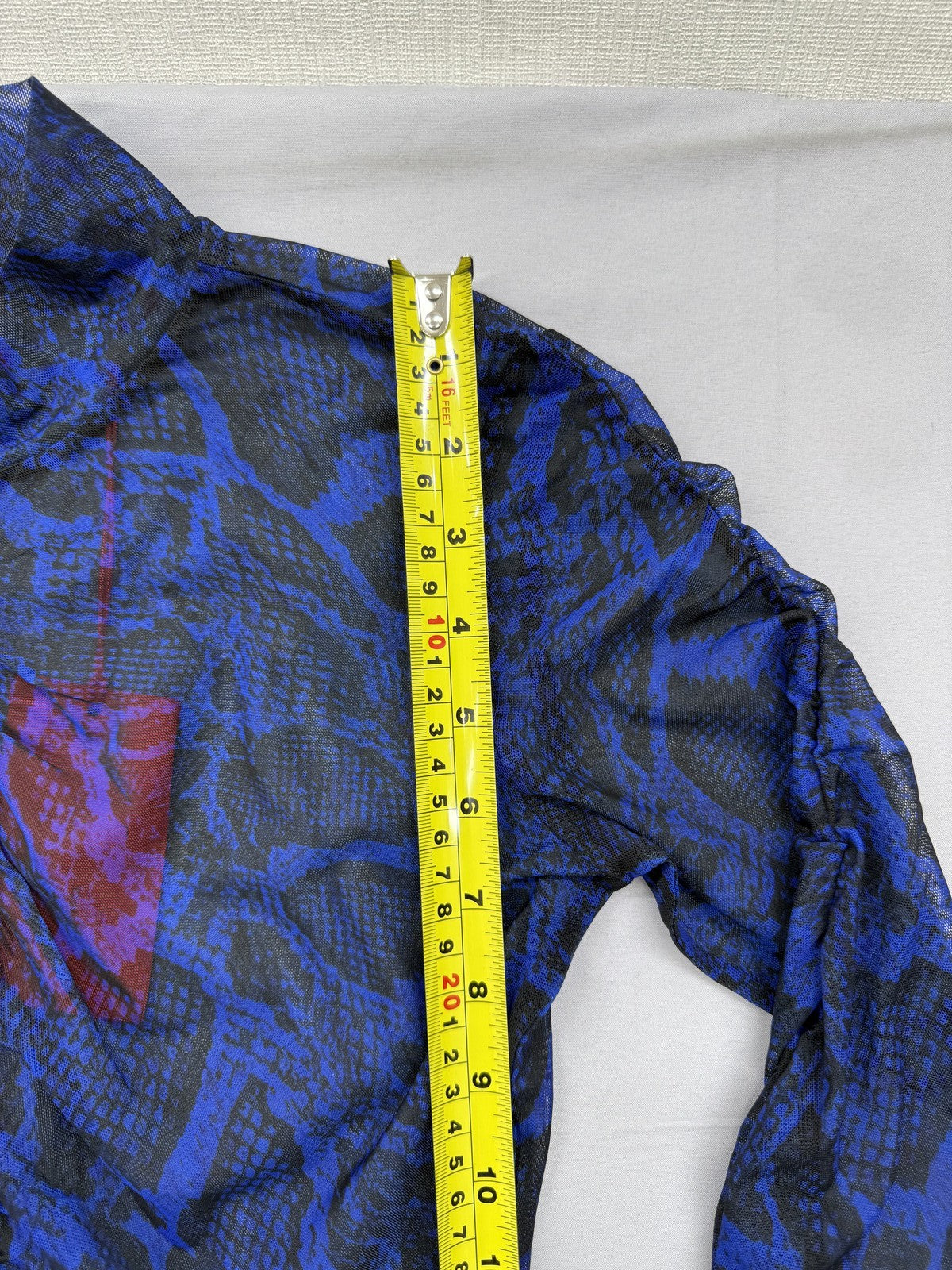 Hugo Boss Blue Snakeskin Mesh Long Sleeve Blouse S Women