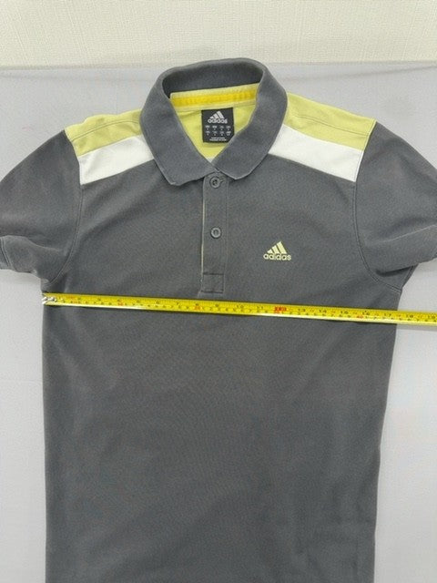 Adidas Men's Grey Striped Cotton Polo Shirt Short Sleeve Size S