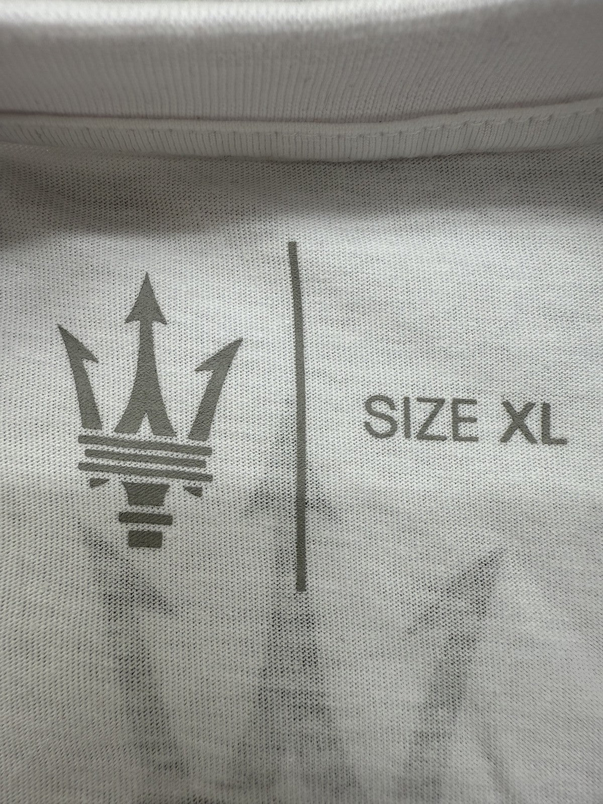 Maserati White Graphic T-Shirt XL Cotton Crew Neck