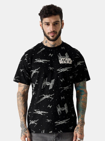 Star Wars Print T-Shirt Featuring A Graphic Tee - Size L