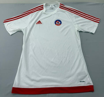 Adidas Men's White Soccer Jersey Short Sleeve Stripe L