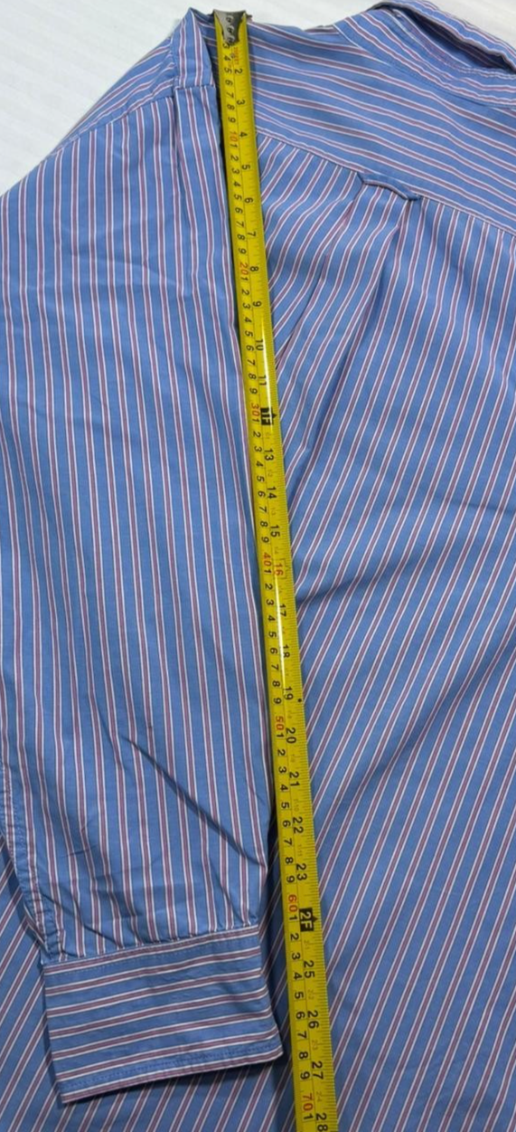 Izod Men's Blue Pink Striped Long Sleeve Button Shirt Size L