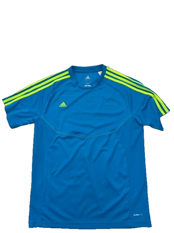 Adidas Blue Striped ClimaLite Jersey Short Sleeve Crewneck Unisex Adult