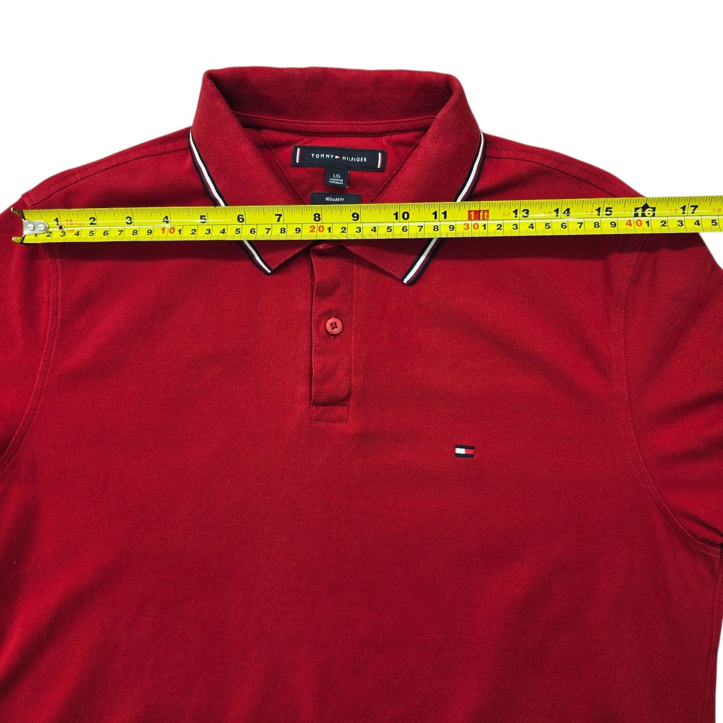 Tommy Hilfiger Men's Red Tipped Collar Polo Shirt Size L/G