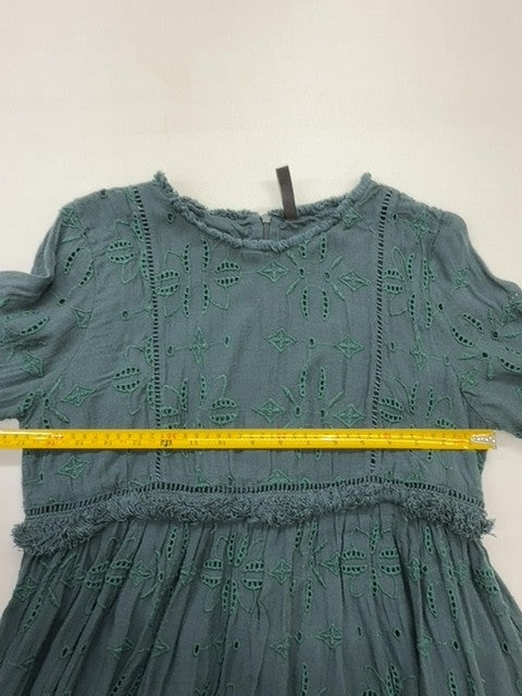 t.r.f Girls Teal Eyelet Knee-Length Dress Size L