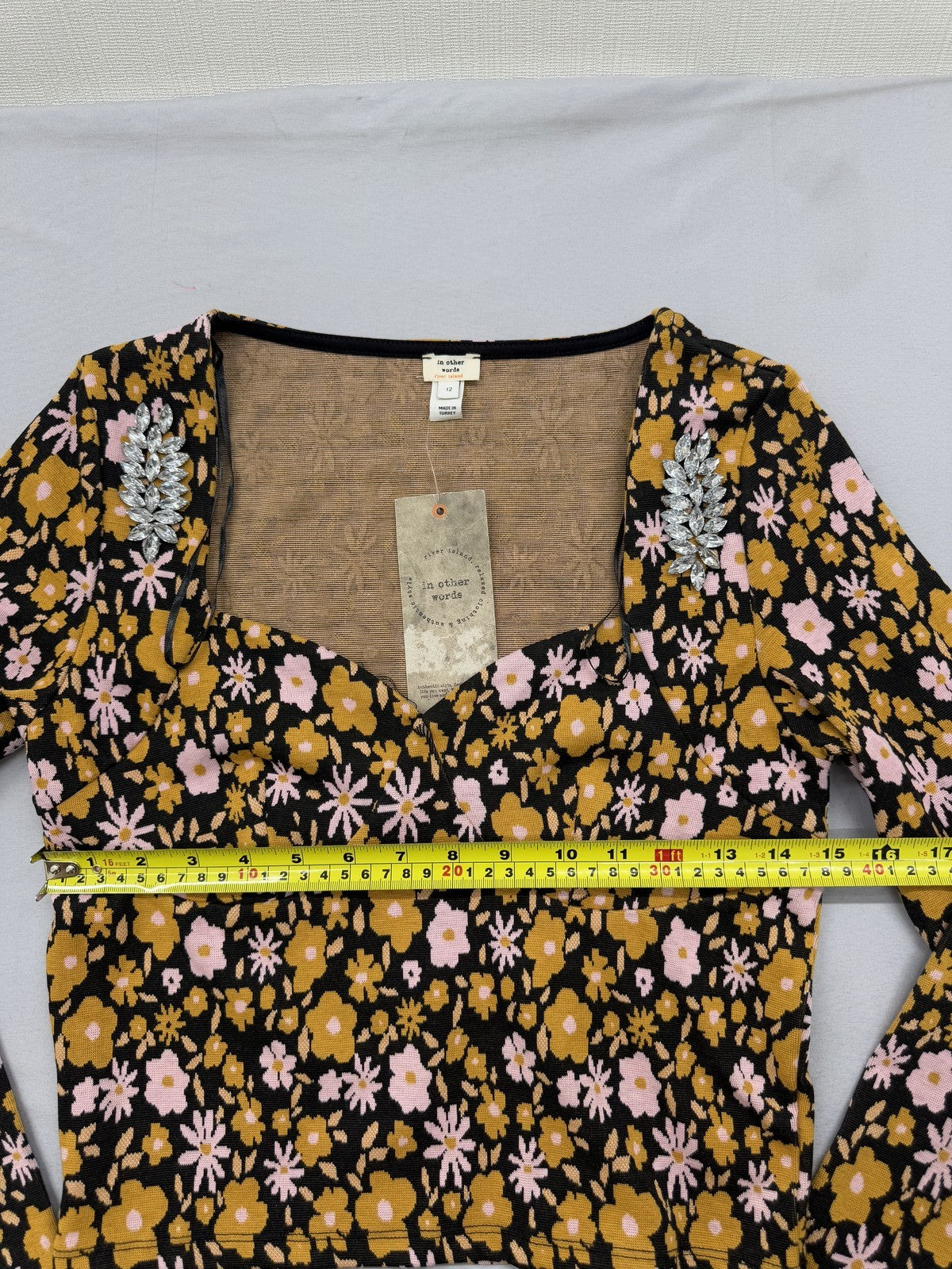 River Island Women's Floral Long Sleeve Top Size 12 Multi