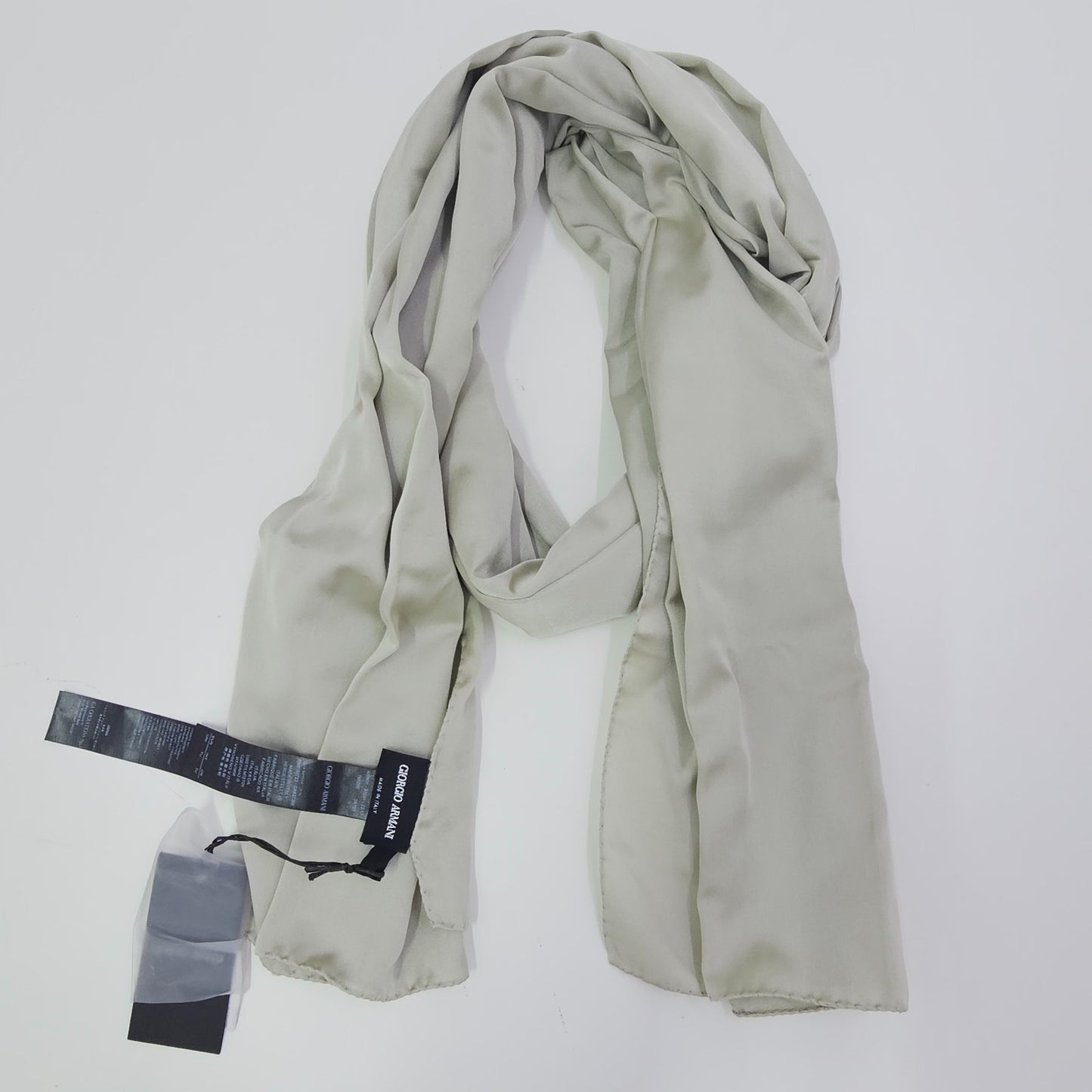 Giorgio Armani Light Grey Scarf with Signature Logo One Size BNWT